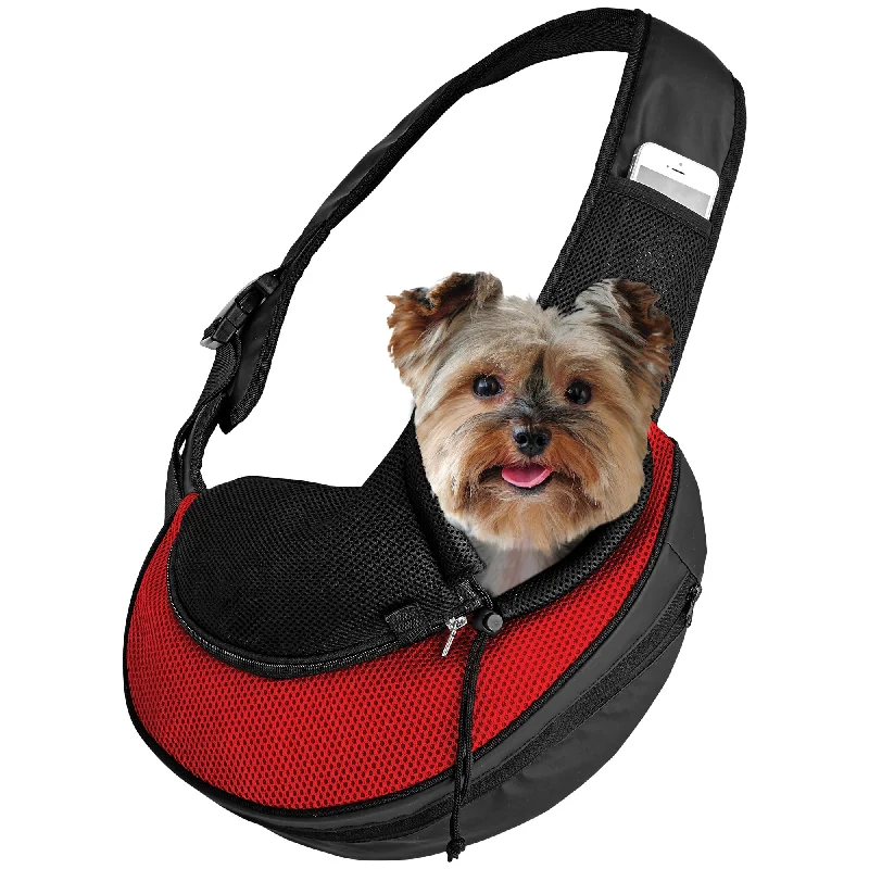 Natural pet grooming oil-Katziela Expandable Sling Dog & Cat Carrier - Red