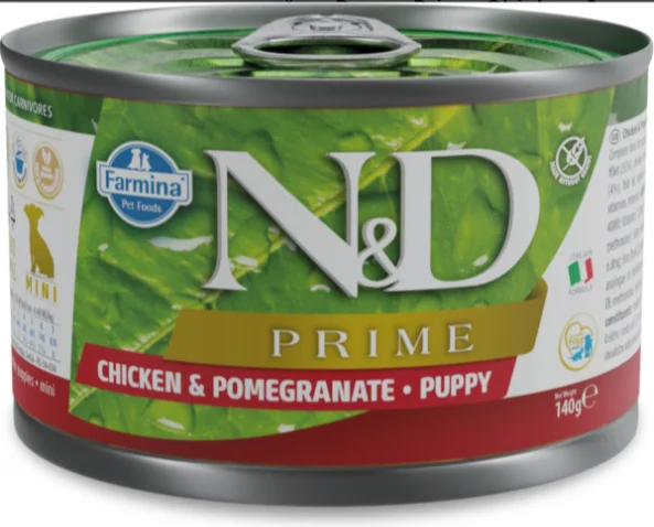 Natural bamboo pet bed-Farmina Natural & Delicious Prime Chicken and Pomegranate Mini Puppy Canned Dog Food