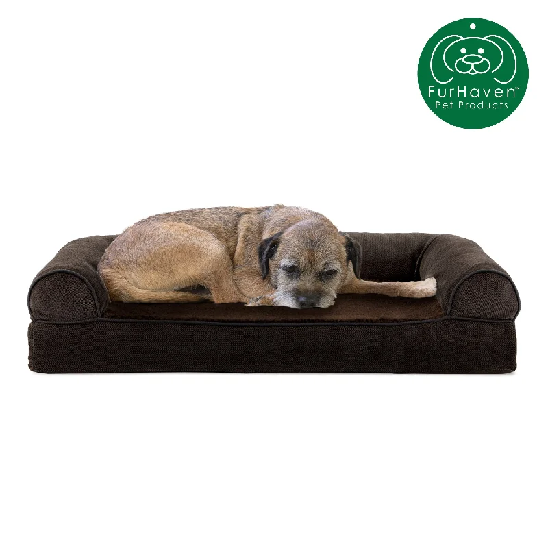 Motion-activated dog toy-Faux Fleece & Chenille Orthopedic Sofa-Style Pet Bed