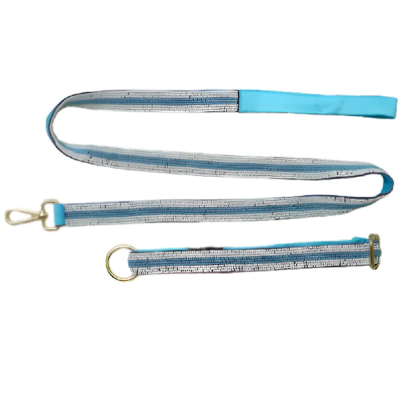 Silent pet grooming clipper-Floof & Co Cyan Pearl Leash & Collar (Blue)