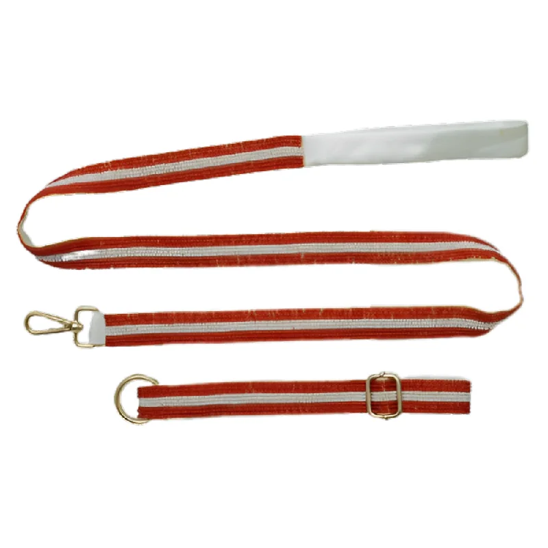 Handheld pet hair roller-Floof & Co Paw Ruby Pearl Leash & Collar (Red)