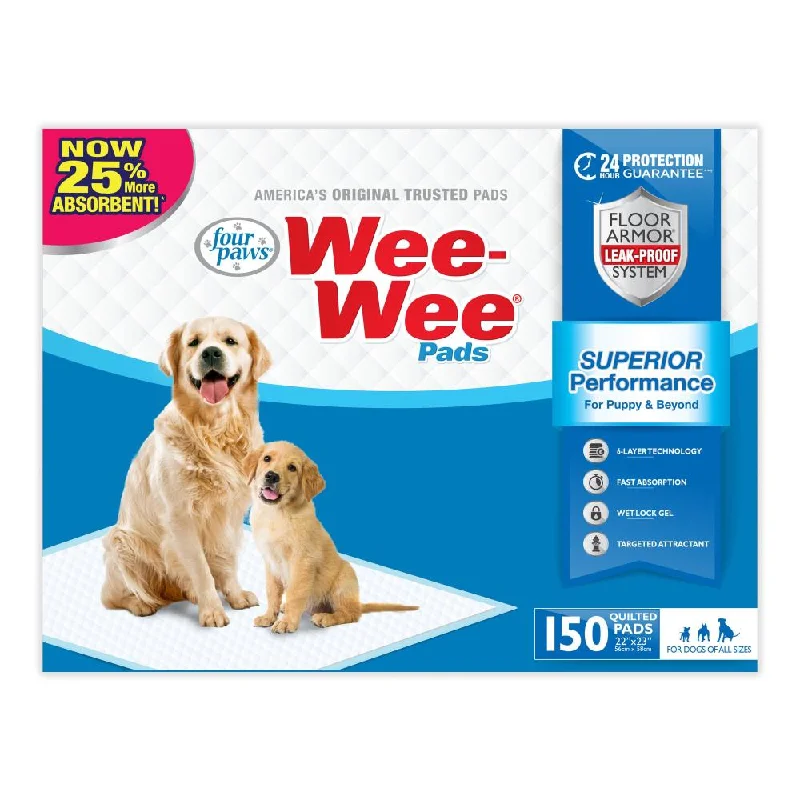 Electric pet heating pad-Four Paws Inc Wee-Wee® Superior Performance Dog Pee Pads (150 count)