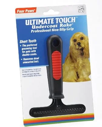 Recycled pet leash-Four Paws Ultimate Touch Short Tooth Dog Grooming Under Coat Rake