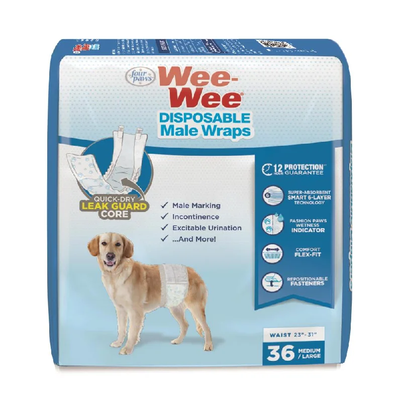 Windproof dog jacket medium-Four Paws Wee-Wee® Disposable Male Dog Wraps (12 Count Medium/Large)