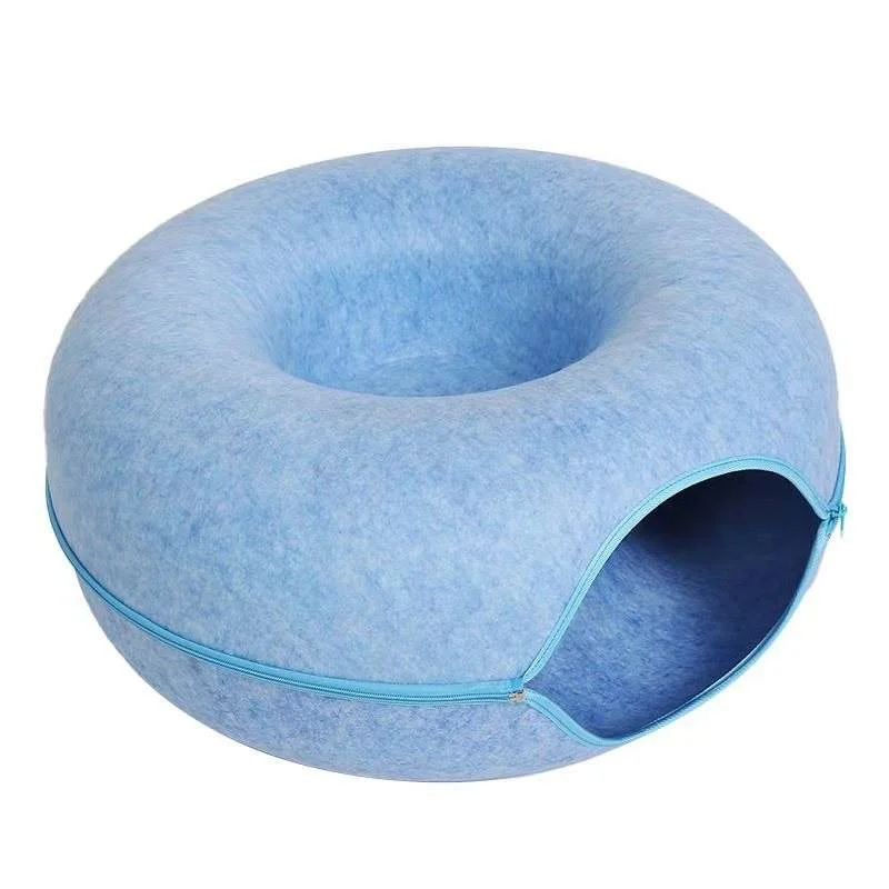 Durable pet fetch frisbee-Donut Cat Bed