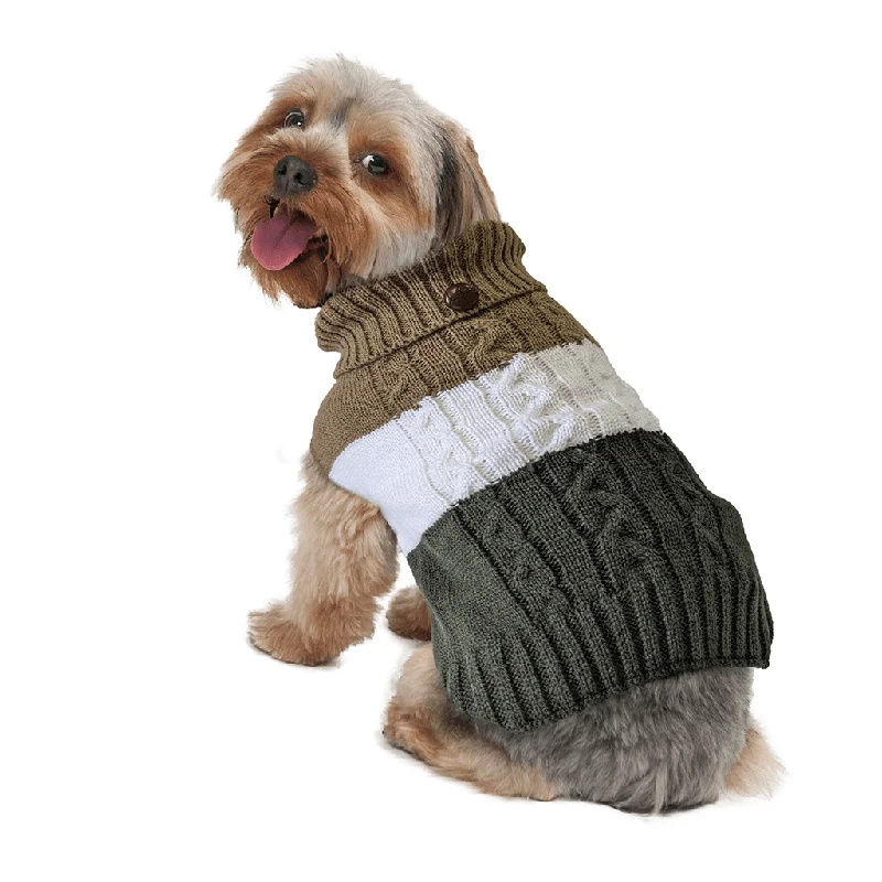 Metal pet crate durable-Fashion Pet by Ethical Color Block Cable Knit Sweater