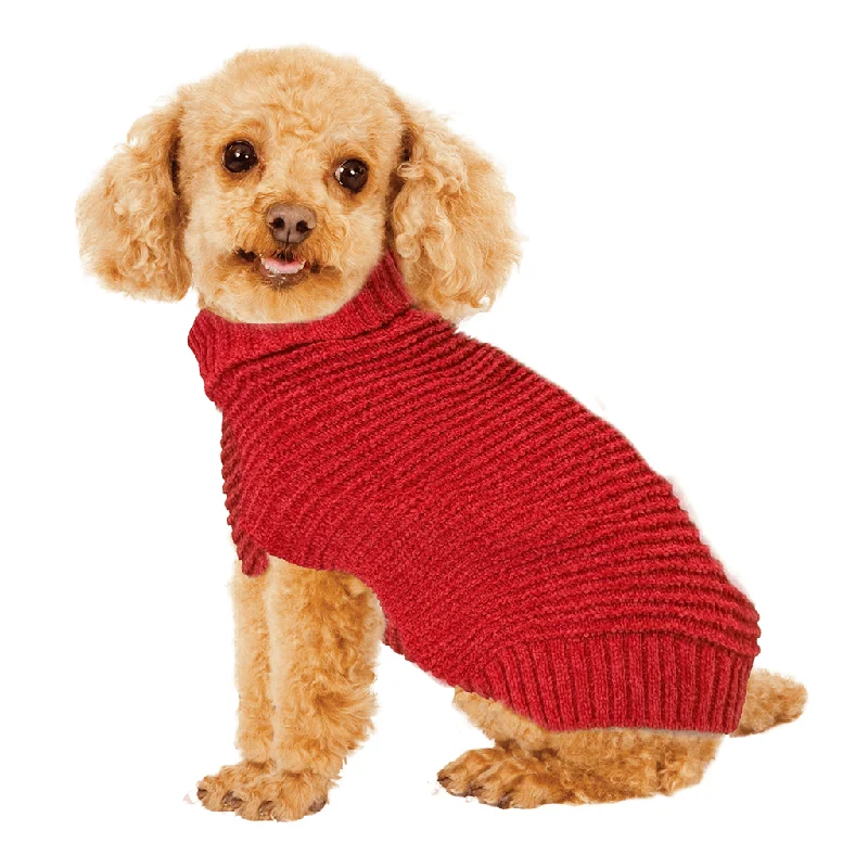 Neon reflective dog vest-Fashion Pet by Ethical Ribbed Chenille Sweater in Red