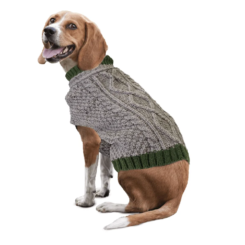 Braided pet tug toy-Ethical Fashion Pet Alpine Cable Sweater in Taupe