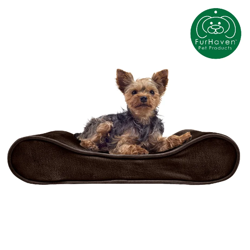 Plush cat cushion bed-FurHaven Orthopedic Microvelvet Luxe Lounger Pet Bed