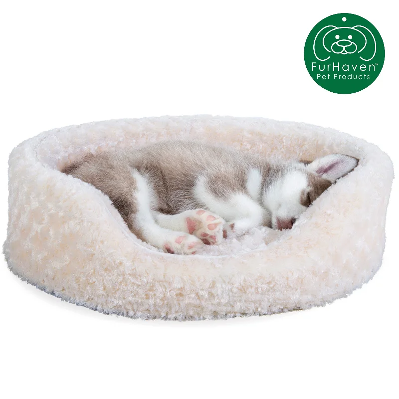 Battery-operated cat toy-FurHaven Oval Ultra Plush Pet Bed