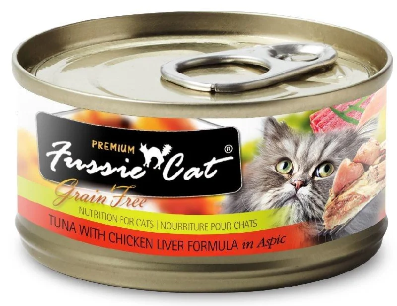 Lightweight pet kennel-Fussie Cat Premium Grain Free Tuna with Chicken Liver in Aspic Canned Cat Food