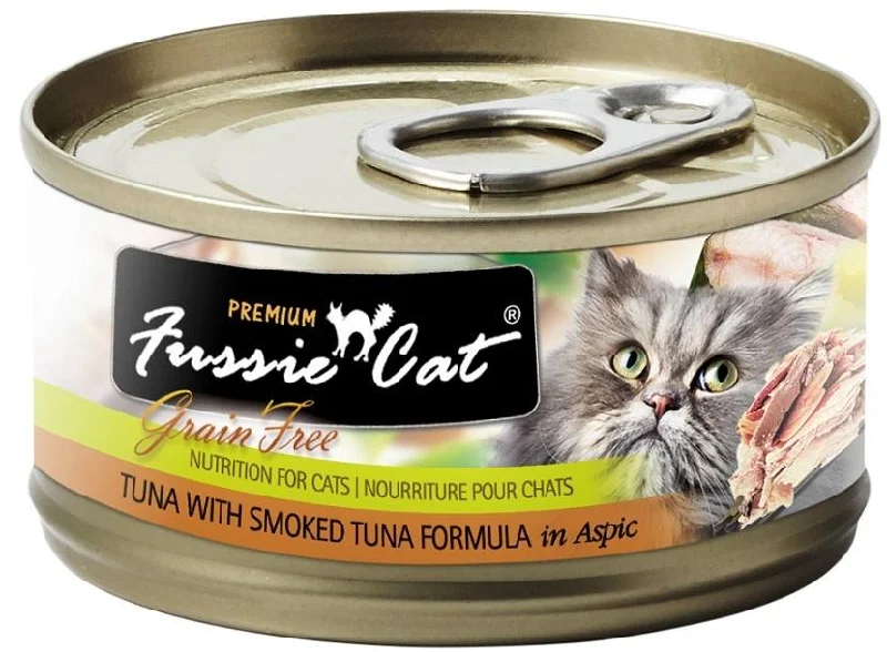 Textured pet feeding mat-Fussie Cat Premium Grain Free Tuna with Smoked Tuna in Aspic Canned Cat Food