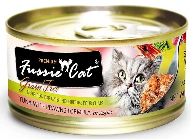 Silent cat water fountain-Fussie Cat Premium Tuna with Prawns Formula in Aspic Canned Food