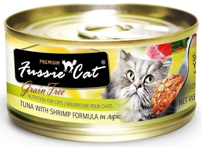 Contoured orthopedic pet bed-Fussie Cat Premium Tuna with Shrimp Formula in Aspic Canned Food