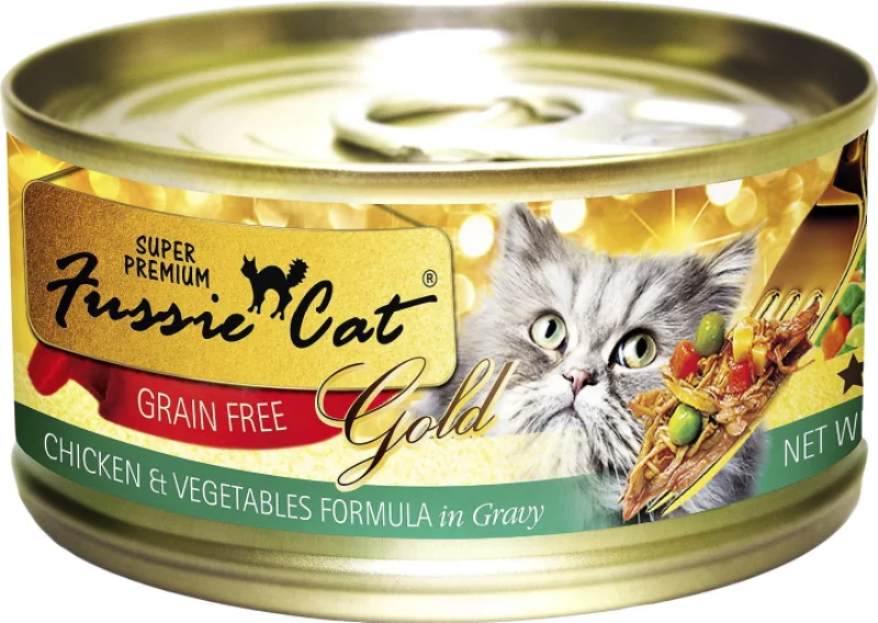 Cat tower with scratching-Fussie Cat Super Premium Chicken & Vegetables in Gravy Canned Food