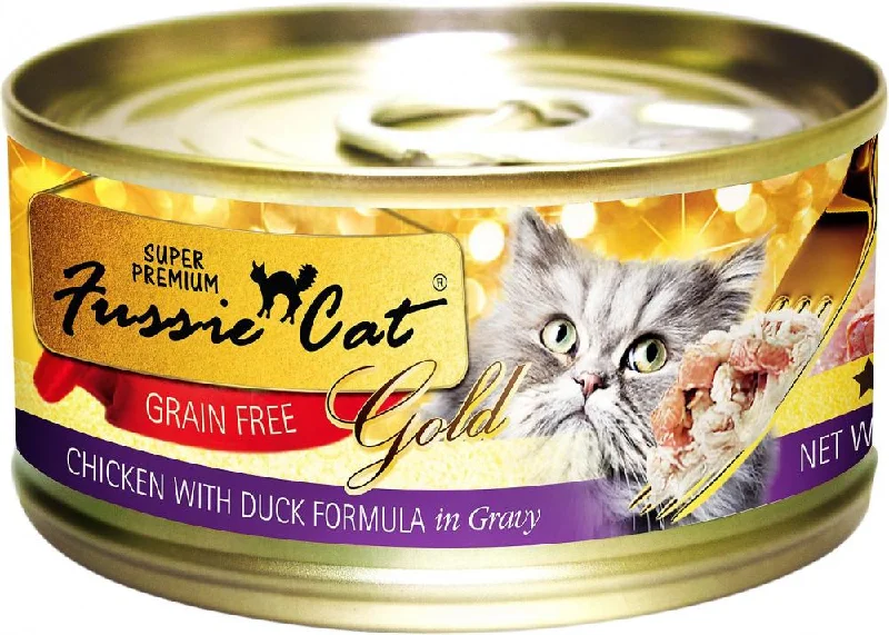 Travel-size pet comb-Fussie Cat Super Premium Grain Free Chicken with Duck in Gravy Canned Cat Food