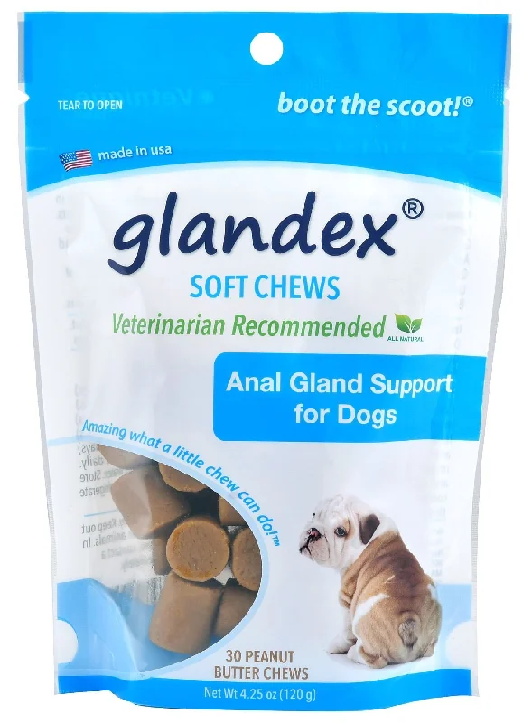 Stackable pet food bowl-Glandex Soft Chews for Dogs, Peanut Butter