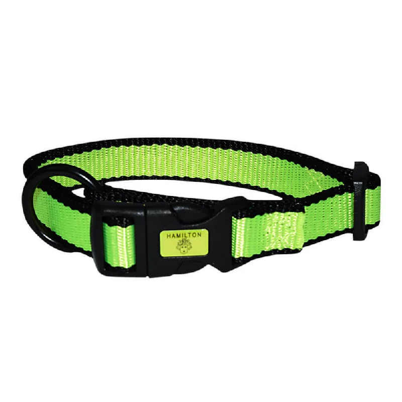 Motion sensor cat toy-Nylon Adjustable Collar with Trim, Neon Yellow, 3/4" x 16" - 22"