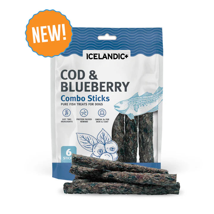 High-visibility dog harness-ICELANDIC COD & BLUEBERRY STICKS