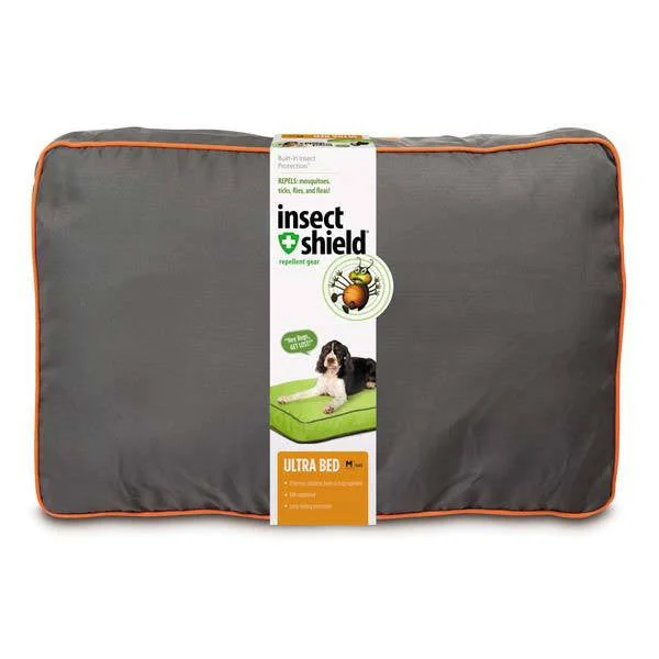 Portable pet kennel large-Insect Shield Ultra Dog Bed Gray Medium 36 Inch