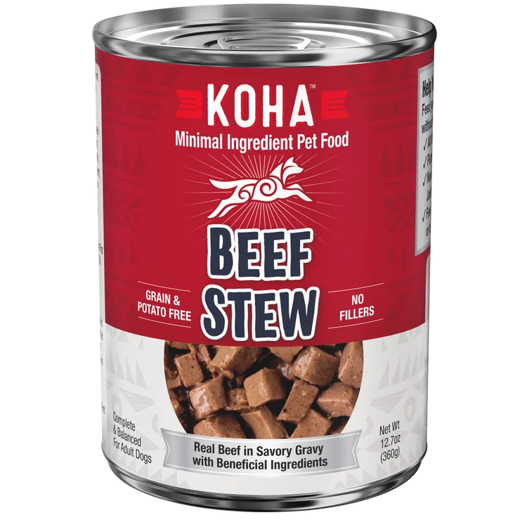 Spill-proof pet water bowl-Koha Minimal Ingredient Beef Stew for Dogs (12.7 oz)