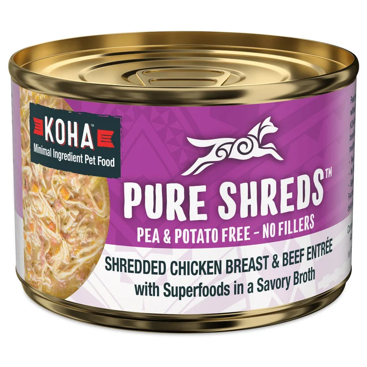 Compact dog paw washer-Koha Pure Shreds Shredded Chicken Breast & Beef Entrée for Dogs