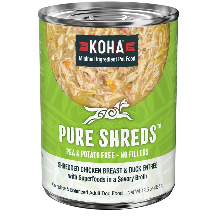 Sturdy pet crate large-Koha Pure Shreds Shredded Chicken Breast & Duck Entrée for Dogs (5.5 oz)