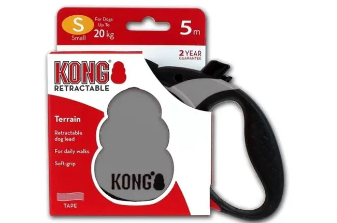 Bouncing rubber dog ball-KONG Terrain Retractable Dog Leash (Small 16 ft Gray)