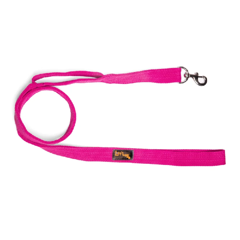 Anti-shedding pet brush-Let's Wag Double Handle Fabric Leash for Dogs (Pink)