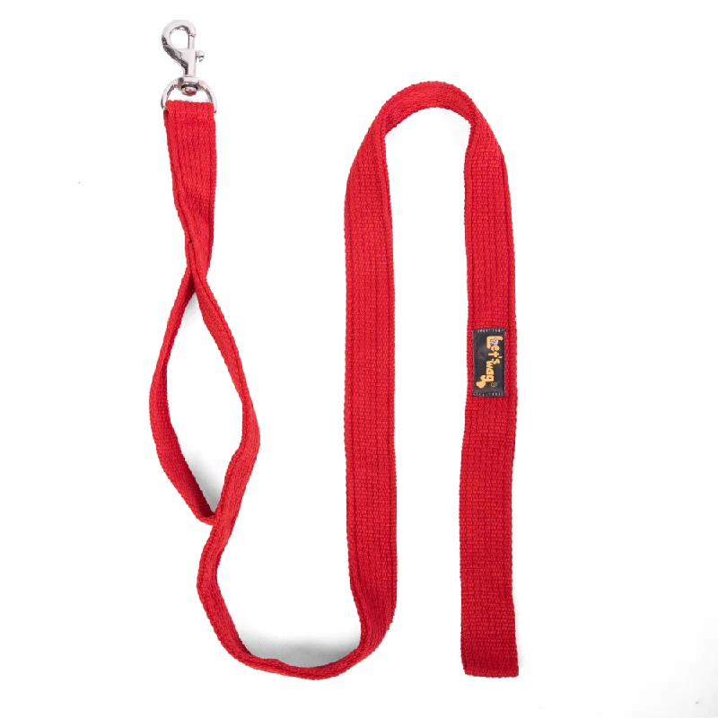 Hemp pet collar eco-Let's Wag Double Handle Fabric Leash for Dogs (Red)