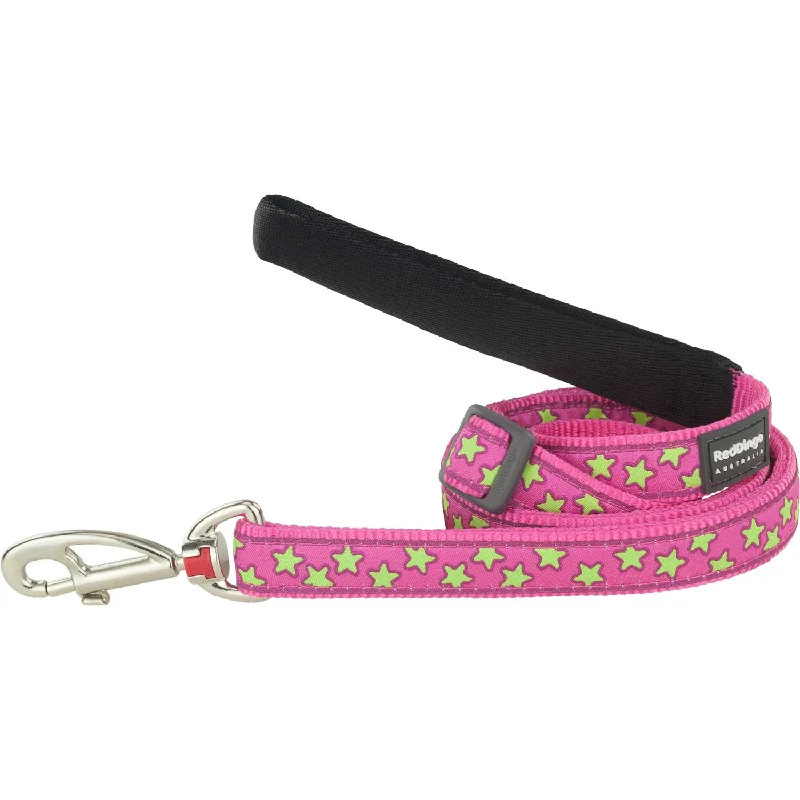 Handheld pet hair roller-Lime Green Stars on Hot Pink Dog Leash