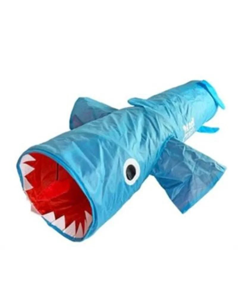 Plush dog squeaky toy-MAD CAT JAWS SHARK 38in TUNNEL