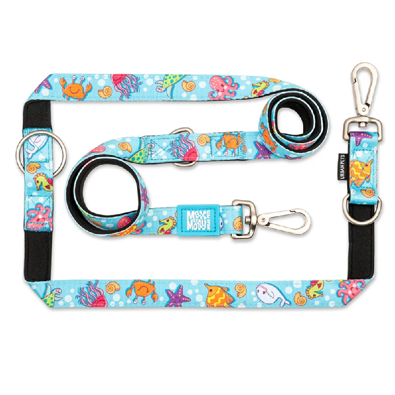 Embroidered pet collar-Max & Molly Blue Ocean Multi-Function Leash for Dogs (Blue)