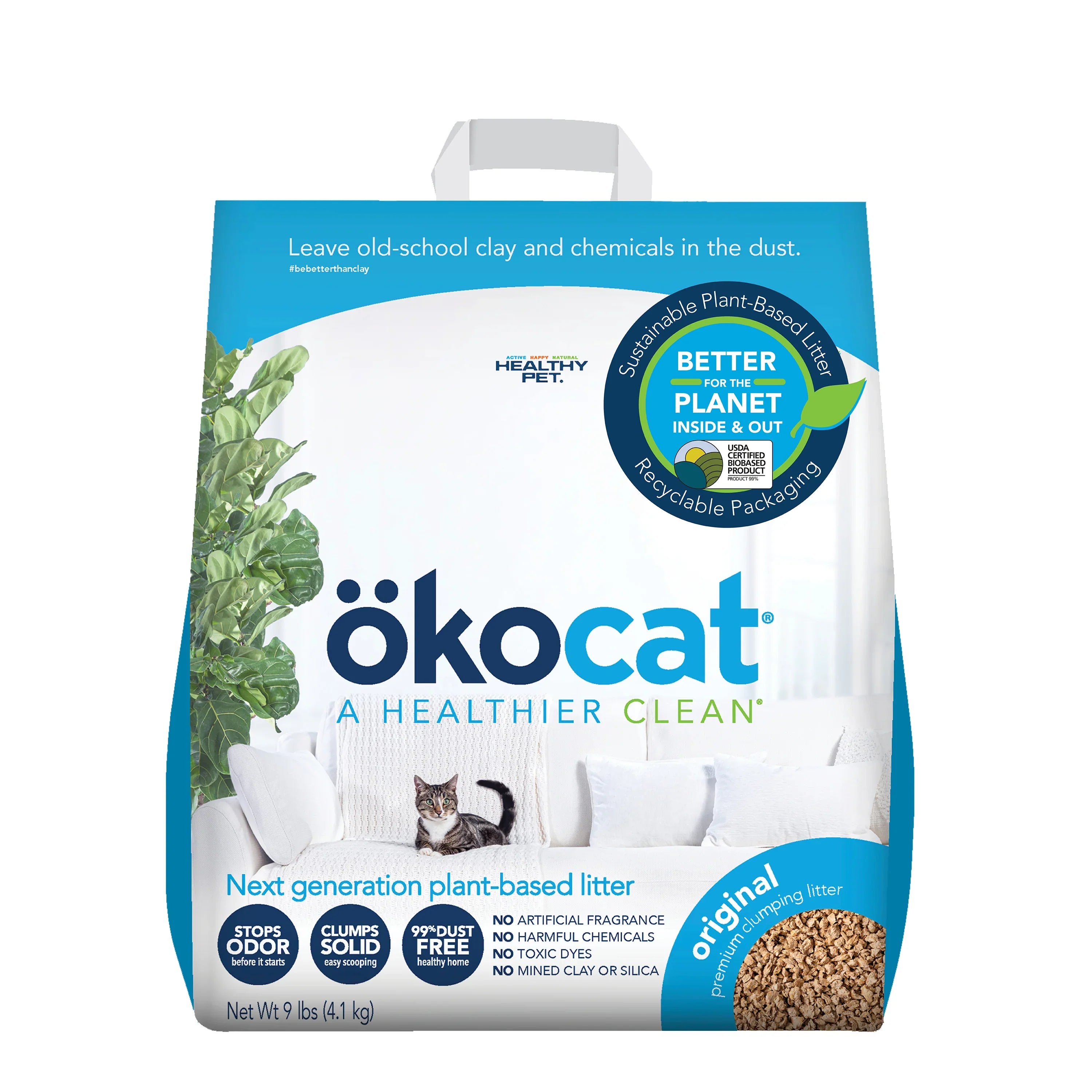 Portable pet kennel large-ökocat® Original Premium Clumping Wood Cat Litter (9 LB)