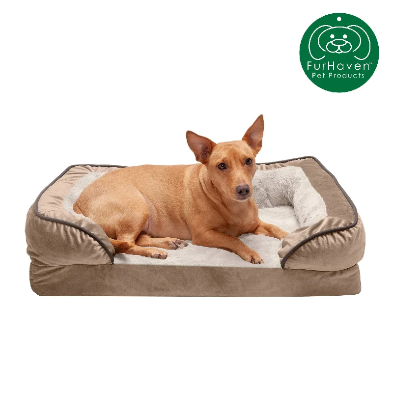 Soft-sided pet carrier-Orthopedic Perfect Comfort Velvet Waves Sofa-Style Pet Bed