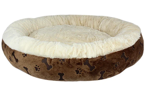 Orthopedic pet bed small-Paw Prints Bed - Brown