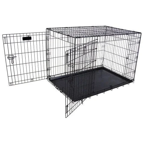 Textured pet bowl mat-Petmate 42" 2-Door Training Retreat Wire Kennel