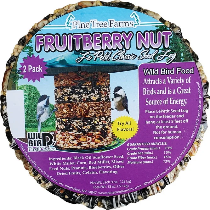 Porcelain pet water dish-PINE TREE FRUIT NUT SEED LOG 8oz/2pk