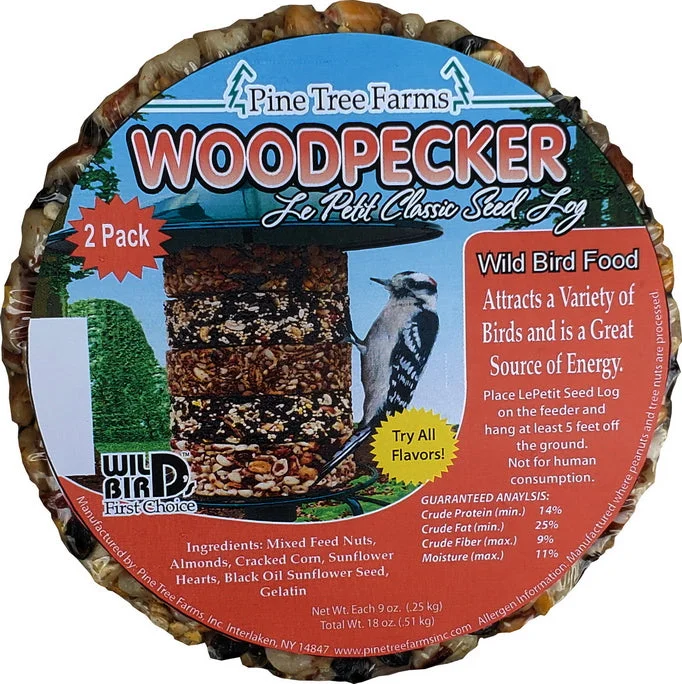 Breakaway cat collar bell-PINE TREE WOODPECKER SEED LOG 8oz/2pk