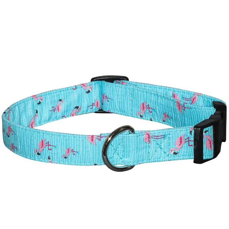 Foldable pet stairs small-Pink Flamingos Dog Collar