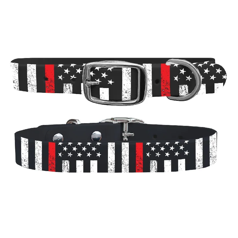 Herbal pet treat pouch-Red Stripe Flag Dog Collar With Silver Buckle