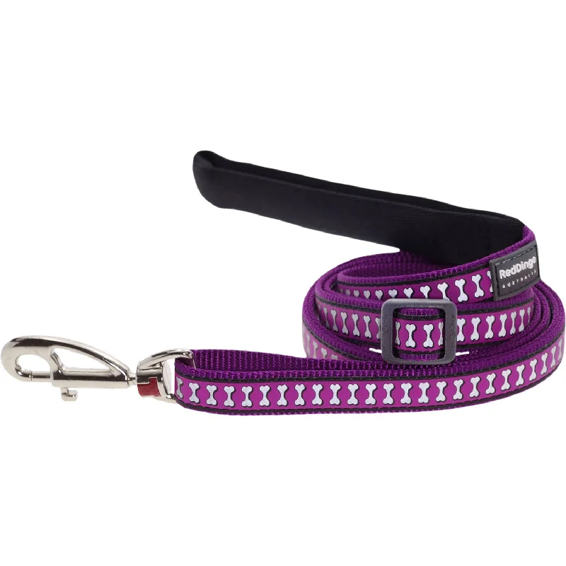 Battery-operated cat toy-Reflective Bones Purple Dog Leash