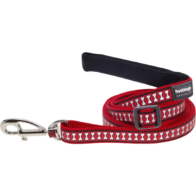 Small pet climbing toy-Reflective Bones Red Dog Leash