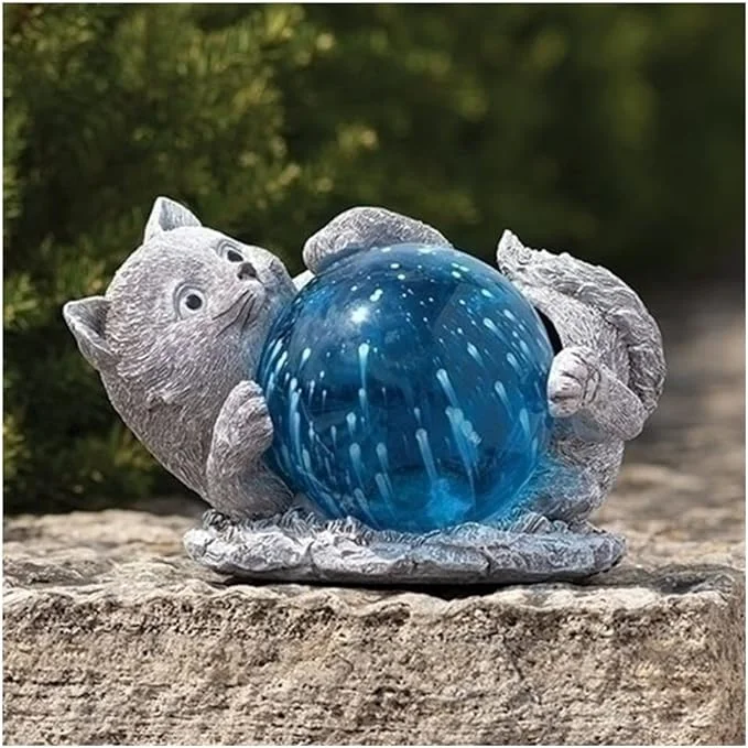 Porcelain pet water dish-ROMAN CAT SOLAR LIGHT STATUE