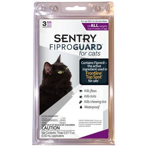 Biodegradable pet poop bags-Sentry FiproGuard Flea & Tick Control for Cats 3pk