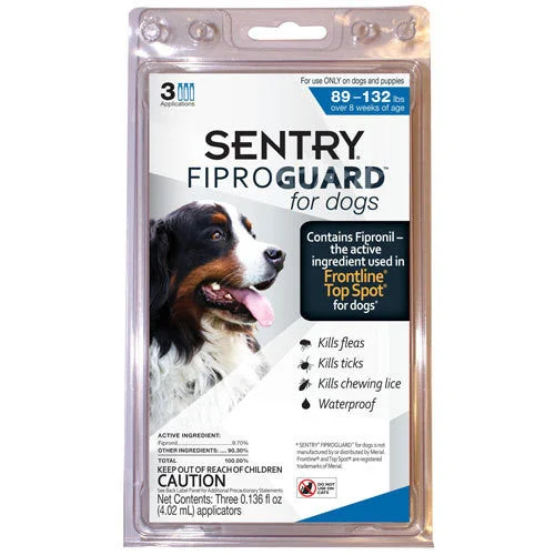 Gravity pet water fountain-Sentry FiproGuard Flea & Tick Control for Dogs 89-132 lbs 3pk