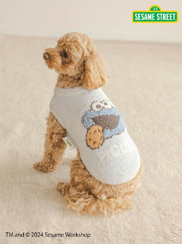 Bamboo cat litter scoop-【SESAME STREET】【CAT & DOG】Cookie Monster Jacquard Pullover