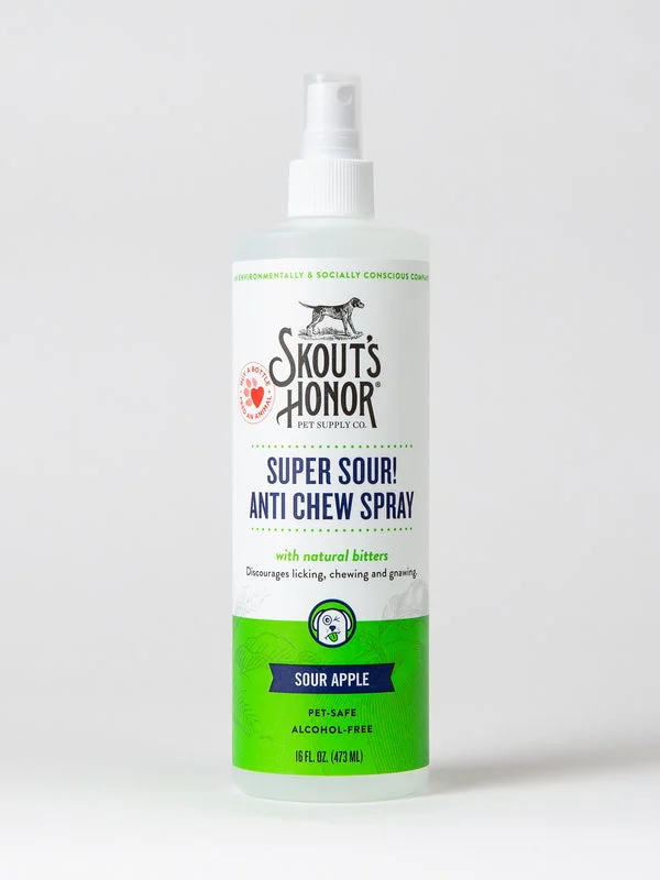 Peppermint pet breath spray-Skout's Honor Super Sour! Anti Chew Spray for Dogs (8 oz)