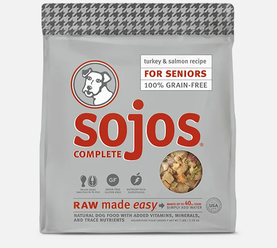 Tough pet squeaky ball-Sojos Complete Senior Food Turkey & Salmon Recipe Dog Food (7 lb)