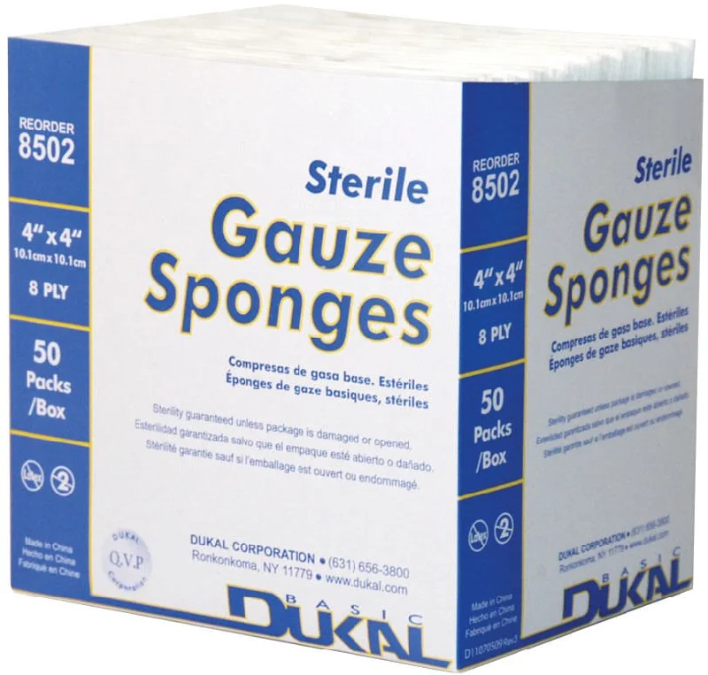 Natural pet dental sticks-Sterile 8 ply 4" x 4" Gauze Sponges, Box of 50